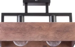 Flurlampen|Moderne Lampen*Sigma Holz Deckenlampe Metall Schwarz E27 2-flammig L:40 cm