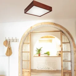 Flurlampen|Bürolampen*Lamkur Holz Deckenleuchte eckig Modern Wohnzimmer