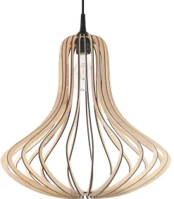 Hängelampen|Wohnzimmerlampen*Sollux Holz Hängelampe LILAH Ø40cm wohnlich E27 Esstisch