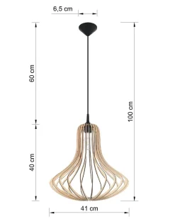 Hängelampen|Wohnzimmerlampen*Sollux Holz Hängelampe LILAH Ø40cm wohnlich E27 Esstisch