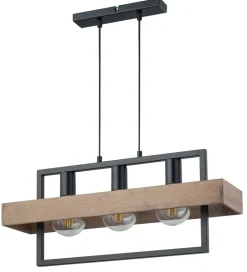 Hängelampen|Moderne Lampen*Sigma Holz Hängelampe Metall Schwarz E27 61 cm länglich