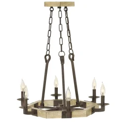 Hängelampen|Esszimmer Lampen*Elstead Holz Kronleuchter VIVIA Rostbraun Ø63cm Lampe