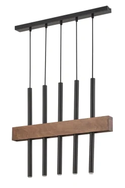 Sigma Holz Pendelleuchte Schwarz Metall wohnlich G9 Zylinder< Hängelampen|Moderne Lampen