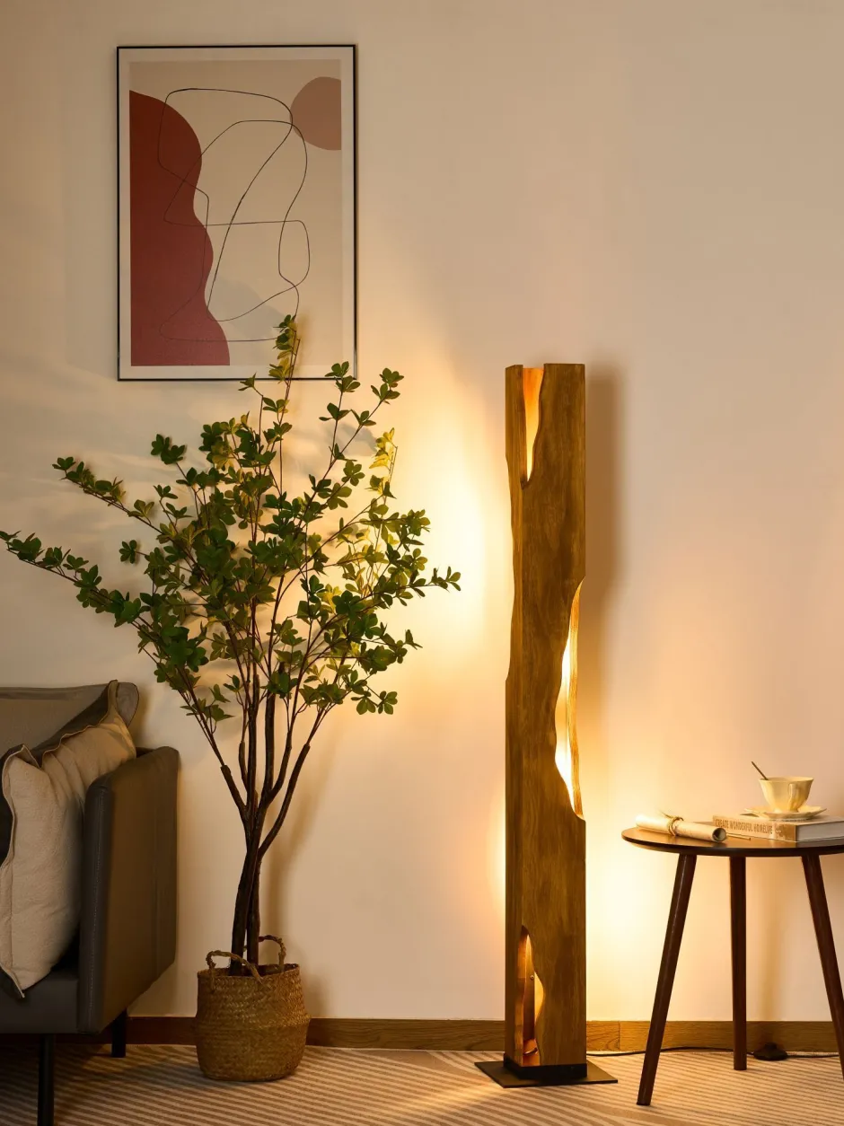 Metall Lampen|Holzlampen*Eco-Light Holz Stehlampe Skandinavisch 141 cm klein E27 wohnlich