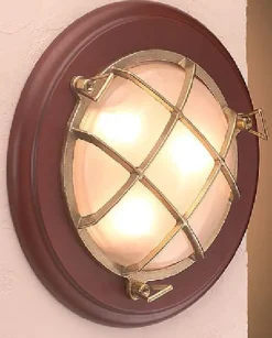 Glaslampen|Metall Lampen*Laura Suardi Holz Wandlampe LED Treppenhaus Bad Maritim rund