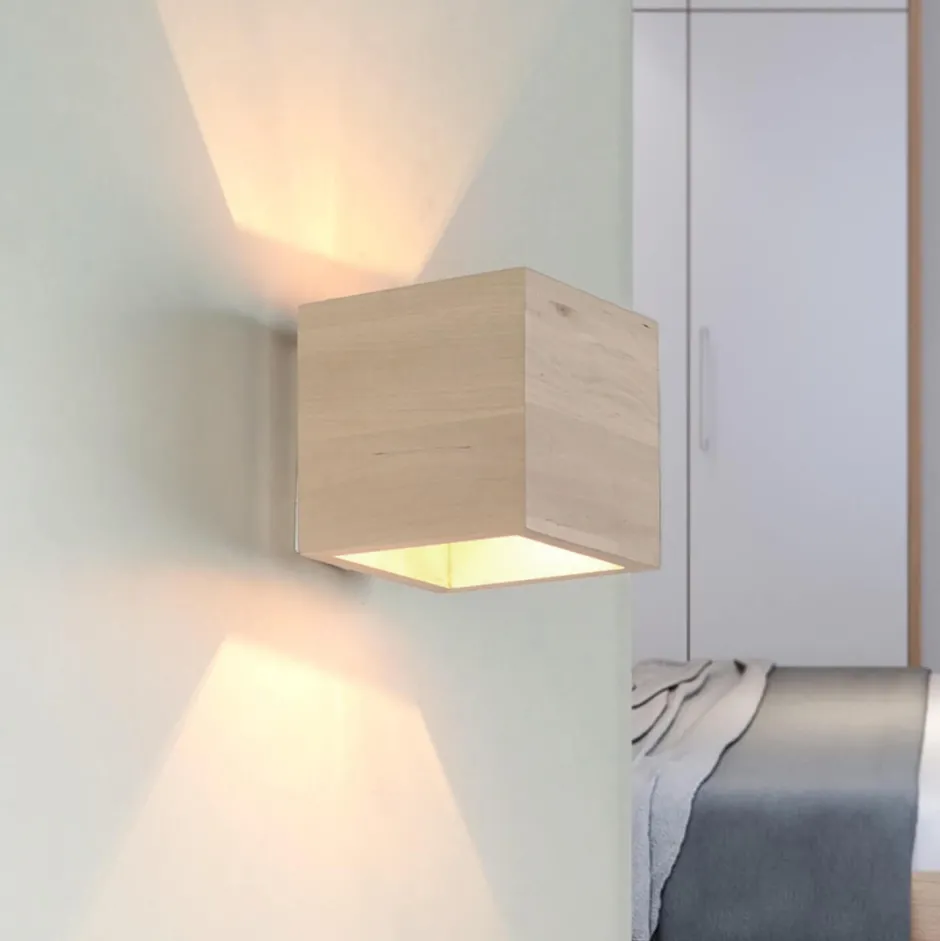 Wohnzimmerlampen|Holzlampen*Sollux Holzlampe GEO Up Down B:10cm quadratisch G9