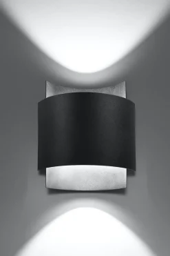 Wandleuchten|Flurlampen*Sollux indirekte Wandleuchte Schwarz Up Down Metall Treppe Flur