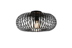 Trio Reality Industrial Deckenlampe Metall Schwarz E27 Ø40 cm rund< Flurlampen|Bürolampen