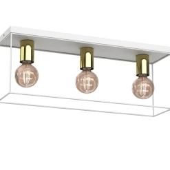 Luminex Industrial Deckenlampe Metall in Weiß Gold L:55 cm E27< Deckenleuchten|Flurlampen