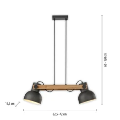 Just Light Industrial Pendelleuchte Holz Metall E27 flexibel< Hängelampen|Bürolampen