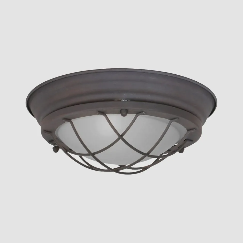 Deckenleuchten|Badezimmer Lampe*Steinhauer Industrie Deckenlampe Metall Glas Braun Weiß Ø29 cm E27