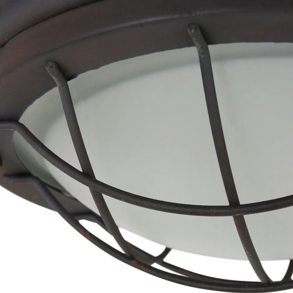 Deckenleuchten|Badezimmer Lampe*Steinhauer Industrie Deckenlampe Metall Glas Braun Weiß Ø29 cm E27