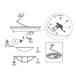 Deckenleuchten|Badezimmer Lampe*Steinhauer Industrie Deckenlampe Metall Glas Grau Weiß Ø29 cm E27
