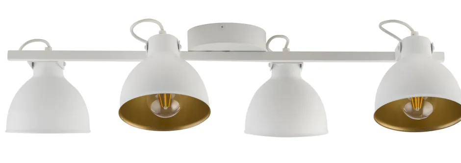 Deckenleuchten|Spots*Sigma Industrie Deckenstrahler flexibel Weiß Gold 4-flammig