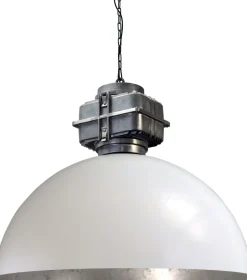 Masterlight Industrie Hängelampe XXL Ø80cm Weiß Silber LARINO< Industrie Lampen|Vintage Lampen