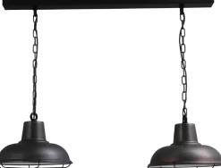 Industrie Lampen|Vintage Lampen*Masterlight Industrie Pendelleuchte E27 Industrie in Schwarz Roter Metall Optik