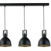 Sigma Industrie Pendelleuchte Schwarz Gold Metall 3-flammig< Wohnzimmerlampen|Industrie Lampen