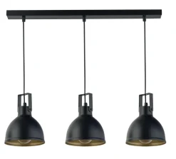 Sigma Industrie Pendelleuchte Schwarz Gold Metall 3-flammig< Wohnzimmerlampen|Industrie Lampen