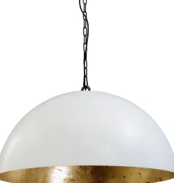 Industrie Lampen|Vintage Lampen*Masterlight Industrie Pendelleuchte XXL Ø80cm Weiß Gold LARINO