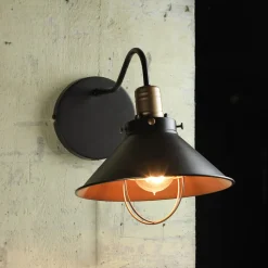 Nowodvorski Industrie Wandlampe Schwarz Kupfer E27 T:40cm LOFT< Wandleuchten|Esszimmer Lampen
