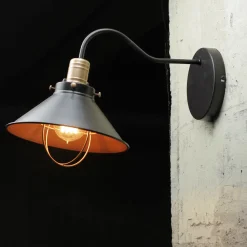 Nowodvorski Industrie Wandlampe Schwarz Kupfer E27 T:40cm LOFT< Wandleuchten|Esszimmer Lampen