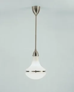 Berliner Messingleuchten Jugendstil Hängelampe Messing Glas E27 Ø24 cm in Nickel< Hängelampen|Bürolampen