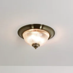 Wohnzimmerlampen|Glaslampen*Easylight Jugendstil Leuchte für die Decke 2xE14 messing-farben