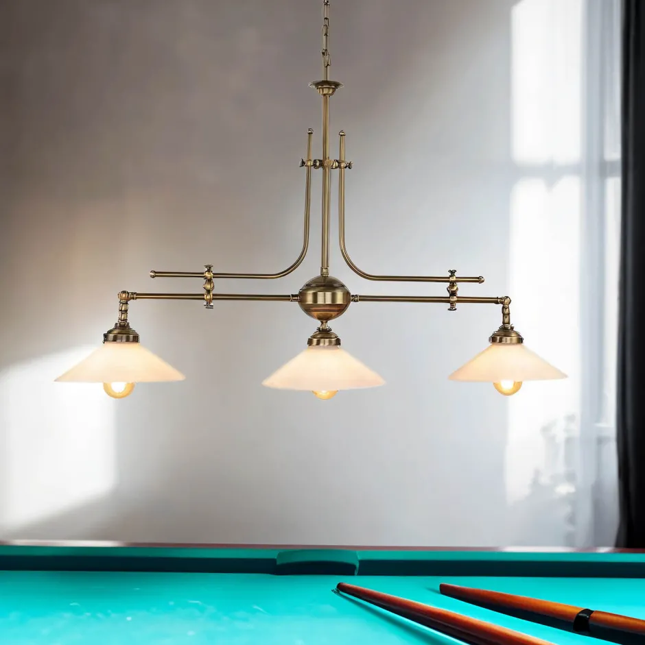 Giovanni Battista Jugendstil Profi Billardtischlampe E27 Weiß Esszimmer< Glaslampen|Messinglampen