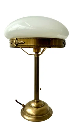 Berliner Messingleuchten Jugendstil Tischleuchte Zugschnur Messing Z17< Metall Lampen|Messinglampen