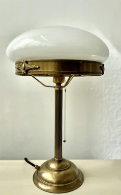 Berliner Messingleuchten Jugendstil Tischleuchte Zugschnur Messing Z17< Metall Lampen|Messinglampen