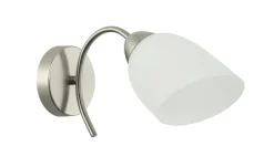 Lamkur Jugendstil Wandlampe Glas Metall in Nickel Weiß E27< Wandleuchten|Jugendstil Lampen