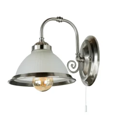Easylight Jugendstil Wandleuchte E27 mit Glasschirm Silbern< Wandleuchten|Küchenlampen