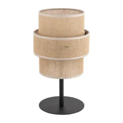 TK Lighting Jute Tischleuchte Metall 38 cm hoch Ø 20 cm Boho E27< Tischlampen|Schlafzimmer Lampen