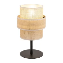 TK Lighting Jute Tischleuchte Metall 38 cm hoch Ø 20 cm Boho E27< Tischlampen|Schlafzimmer Lampen