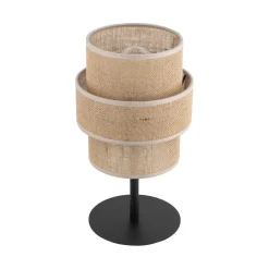 TK Lighting Jute Tischleuchte Metall 38 cm hoch Ø 20 cm Boho E27< Tischlampen|Schlafzimmer Lampen