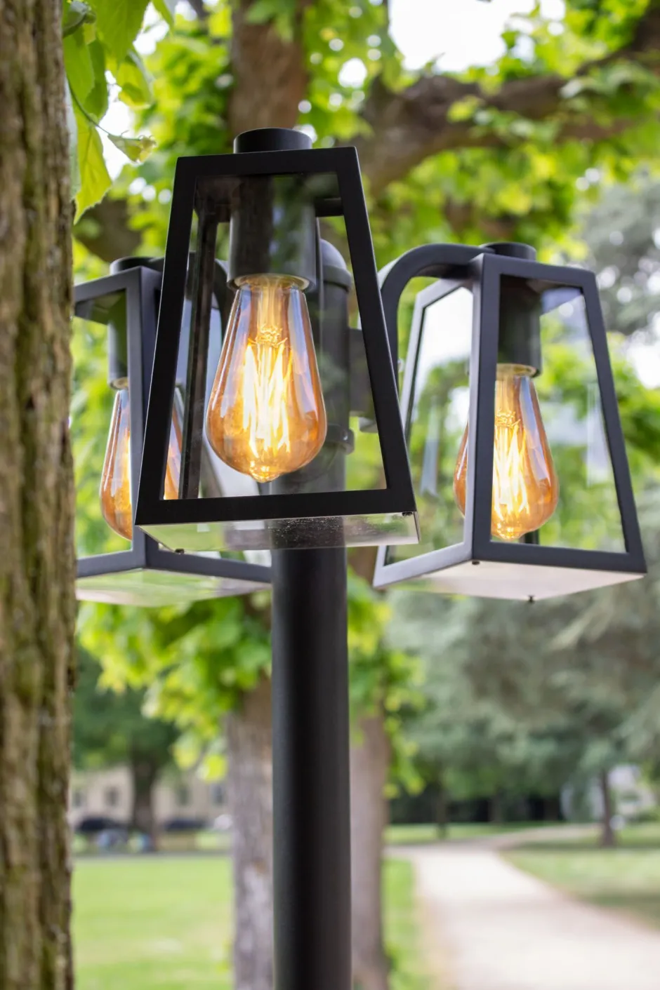 Metall Lampen|Wegeleuchten*Eco-Light Kandelaber Aluminium Glas E27 IP44 186,8 cm Schwarz