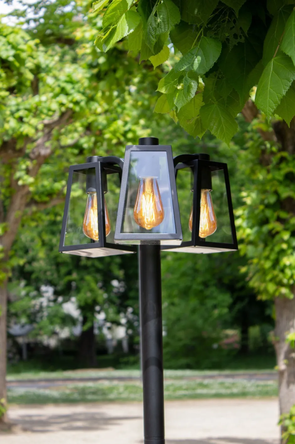 Metall Lampen|Wegeleuchten*Eco-Light Kandelaber Aluminium Glas E27 IP44 186,8 cm Schwarz