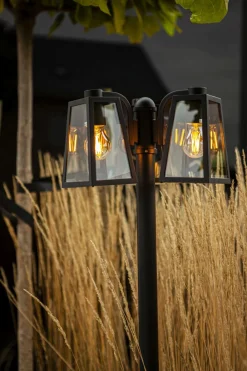 Metall Lampen|Wegeleuchten*Eco-Light Kandelaber Aluminium Glas E27 IP44 186,8 cm Schwarz