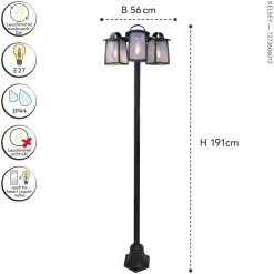 Eco-Light Kandelaber Aluminium Glas E27 IP44 195 cm Vintage< Vintage Lampen|Metall Lampen