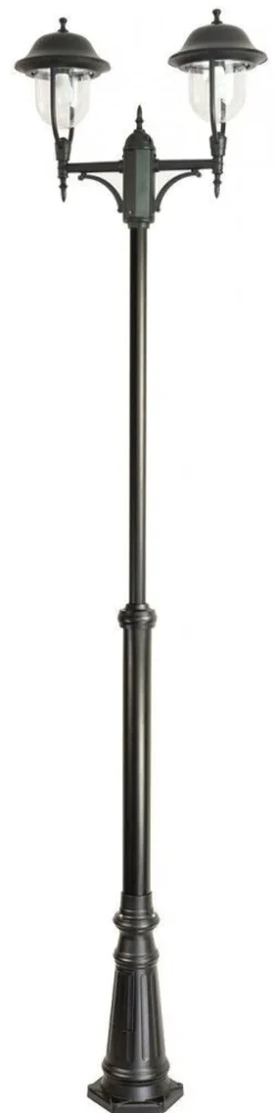 SU-MA Kandelaber Schwarz 195-295 cm hoch Rustikal 2x E27< Außenleuchten Antik|Gartenlaternen