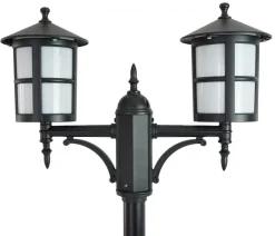 SU-MA Kandelaber Schwarz 180-280 cm Rustikal 2x E27< Außenleuchten Antik|Gartenlaternen