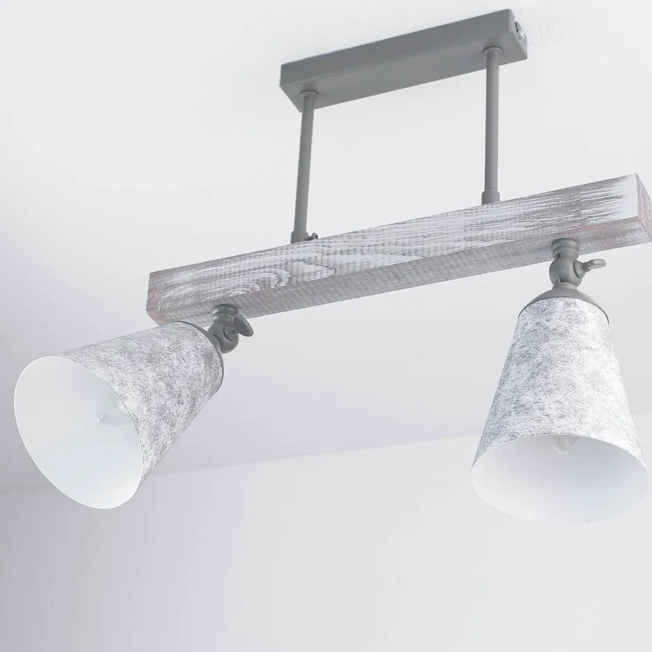 Deckenleuchten|Esszimmer Lampen*Luminex Küche Deckenlampe AGAP Echtholz Shabby Weiß 2xE27