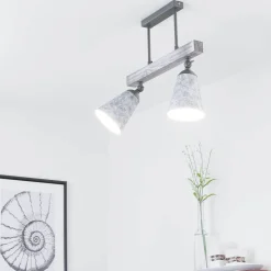 Deckenleuchten|Esszimmer Lampen*Luminex Küche Deckenlampe AGAP Echtholz Shabby Weiß 2xE27