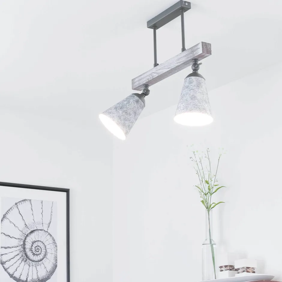 Deckenleuchten|Esszimmer Lampen*Luminex Küche Deckenlampe AGAP Echtholz Shabby Weiß 2xE27