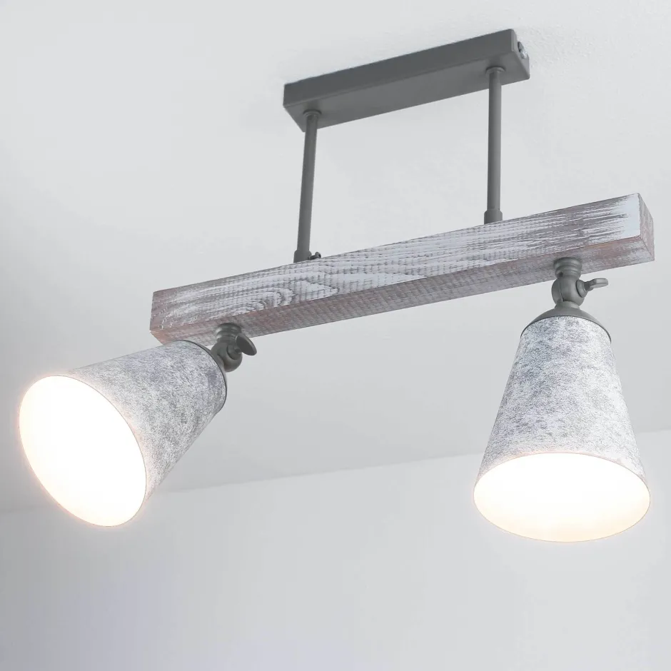 Deckenleuchten|Esszimmer Lampen*Luminex Küche Deckenlampe AGAP Echtholz Shabby Weiß 2xE27