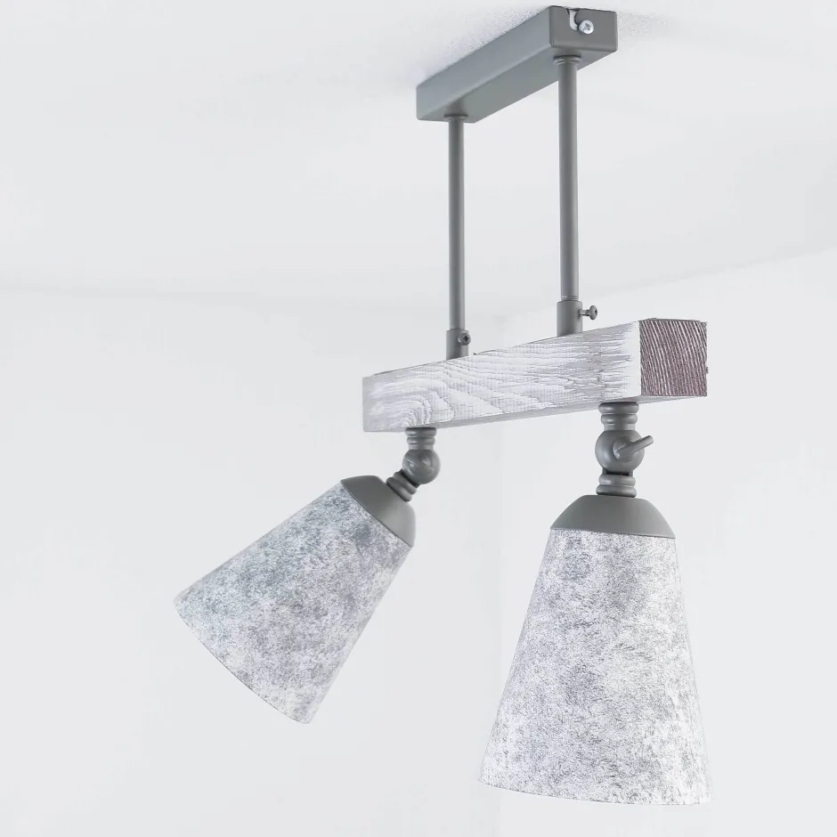 Deckenleuchten|Esszimmer Lampen*Luminex Küche Deckenlampe AGAP Echtholz Shabby Weiß 2xE27