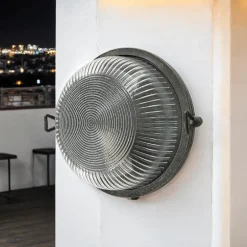 Metall Lampen|Messinglampen*Andromeda Kellerlampe Echt-Messing Glas E27 IP64 Ø 17,5 cm rund