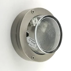 Außenwandleuchten|Messinglampen*Andromeda Kellerlampe Glas Messing massiv G9 IP64 Ø 14 cm rund