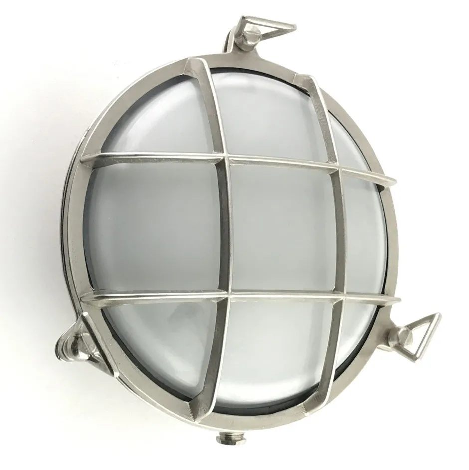 Andromeda Kellerlampe Messing Glas E27 IP64 Ø 24 cm rund Maritim< Außenwandleuchten|Feuchtraumleuchten