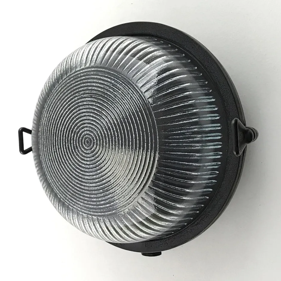 Andromeda Kellerlampe Messing Glas D: 17,5 cm rund IP64 E27 LYROS< Außenwandleuchten|Rustikale Lampen